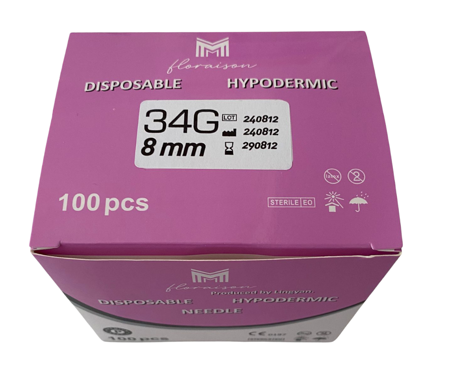 Mezoterapi İğne Ucu 34g 8 MM 100 Adet / Kutu