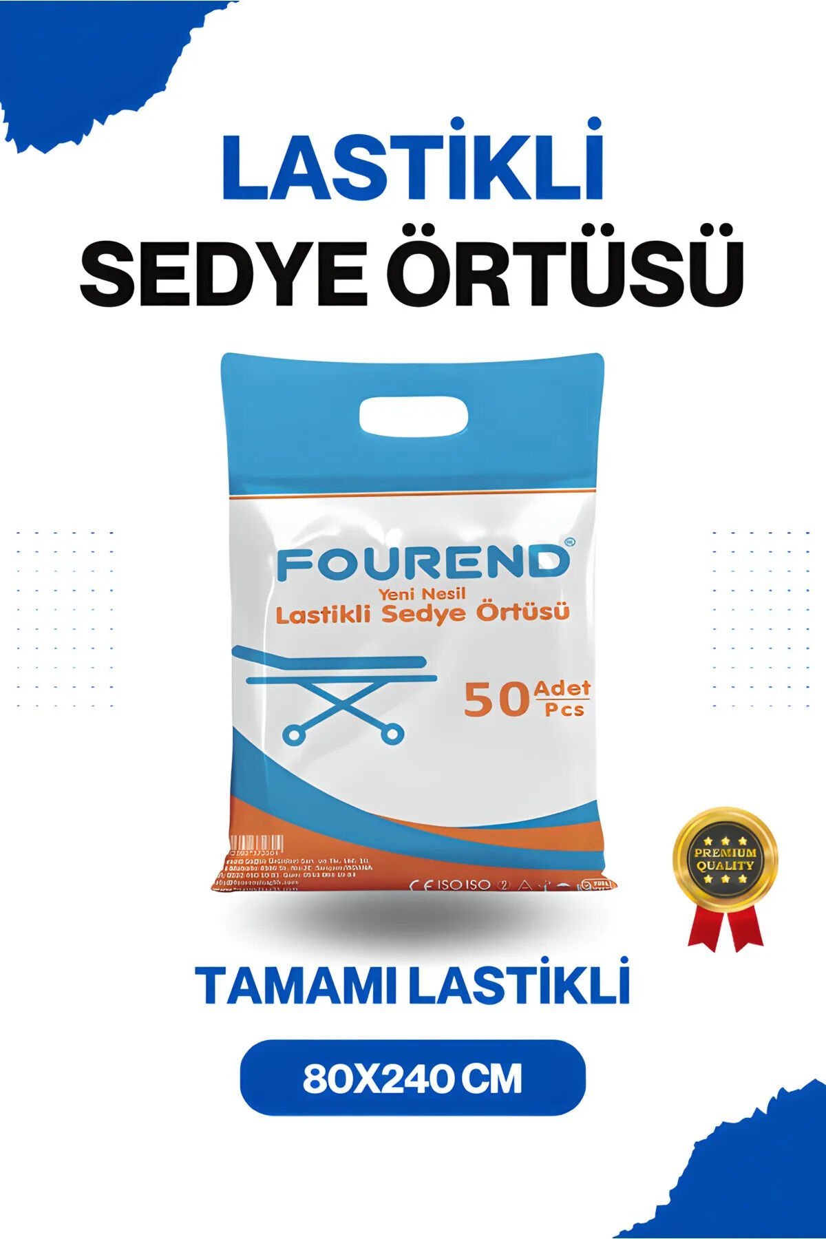 Tek Kullanımlık Lastikli Sedye Örtüsü 80x220 50 Adet