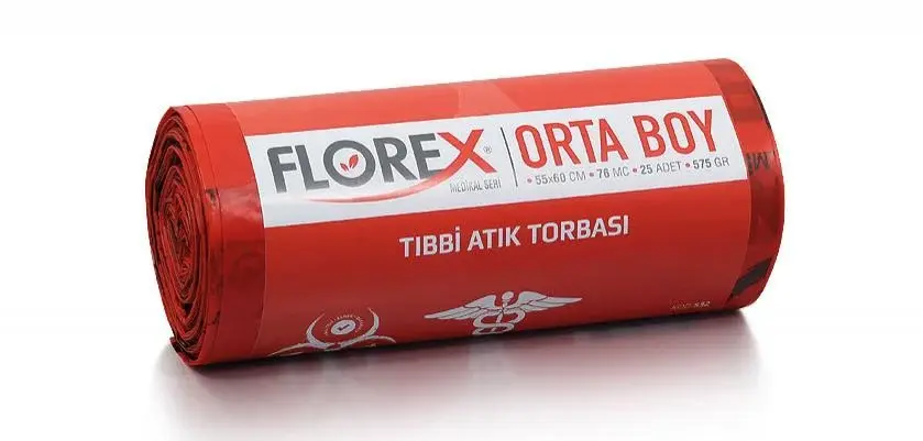 Tıbbi Atık Poşeti Orta Boy 55 cm x 60 cm 10'li Rulo